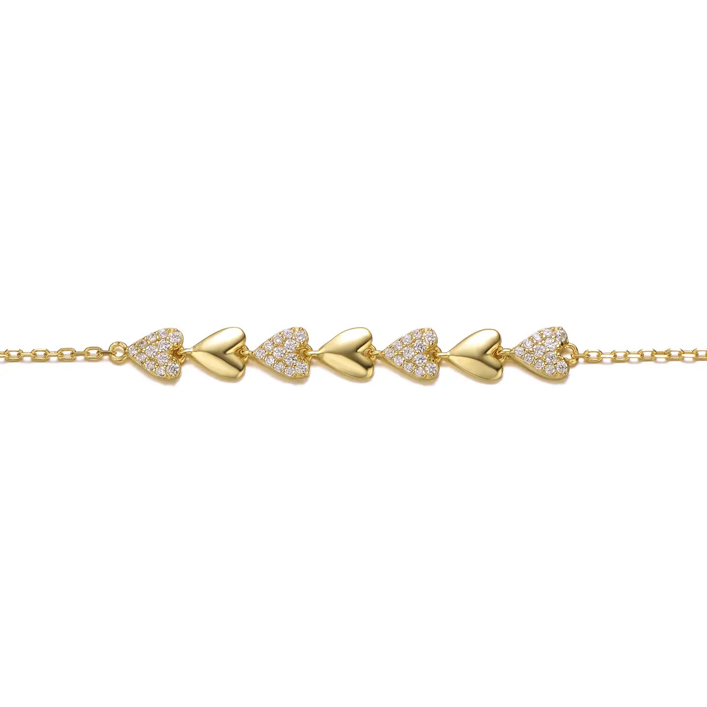 14k Heart Ajustable Bracelet - Gold