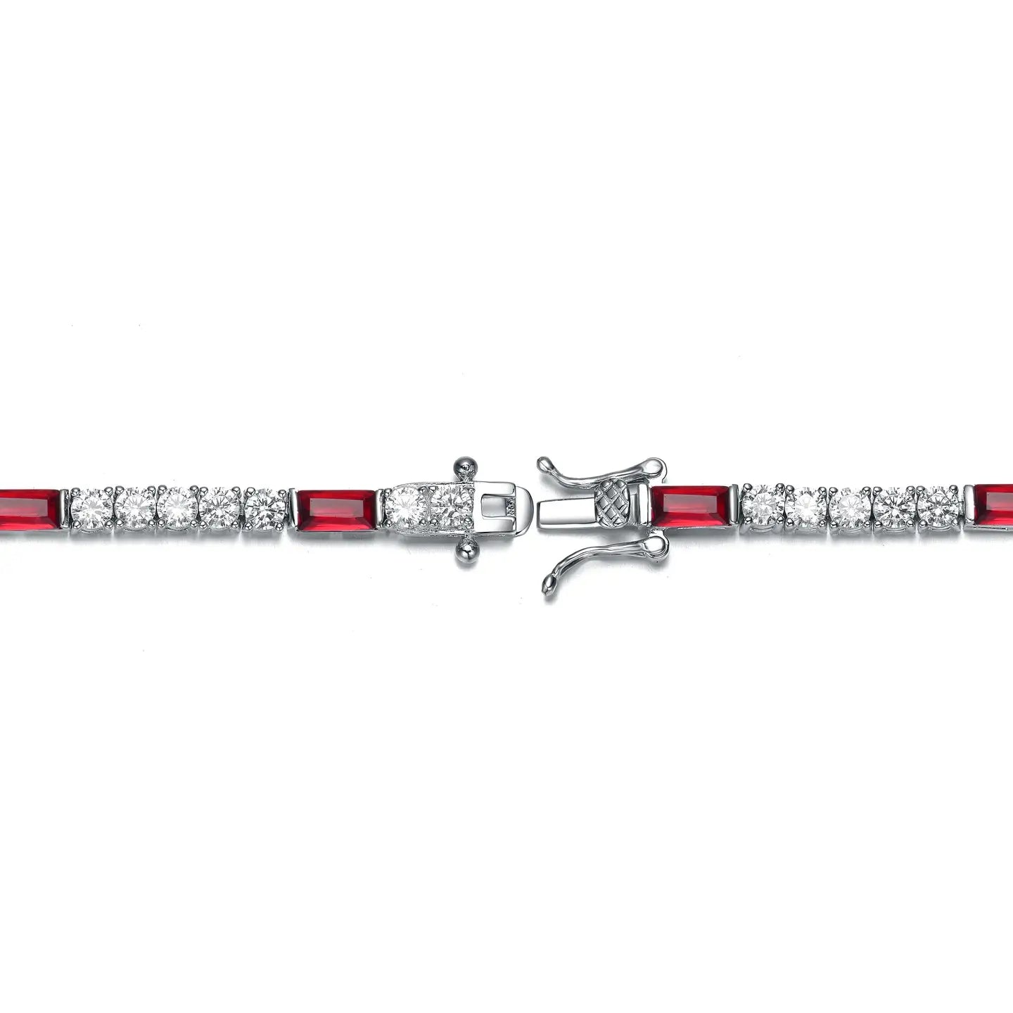 Sterling Silver Vintage Ruby Cubic Zirconia Tennis Bracelet