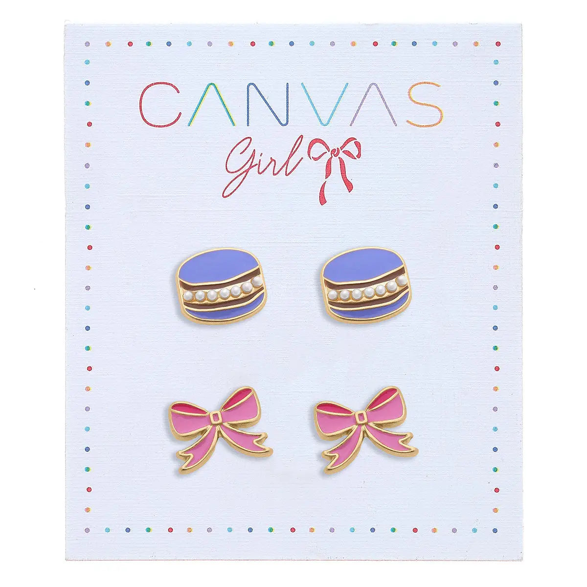 Madeleine Macaroon & Ribbon Bow Children's Stud Earrings