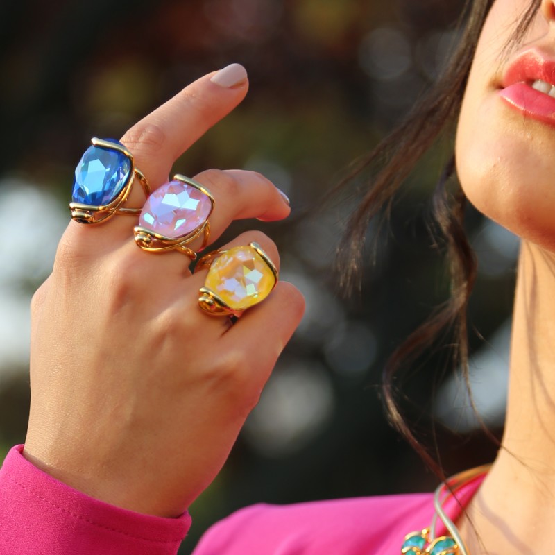 Drop Adjustable Ring - Blue