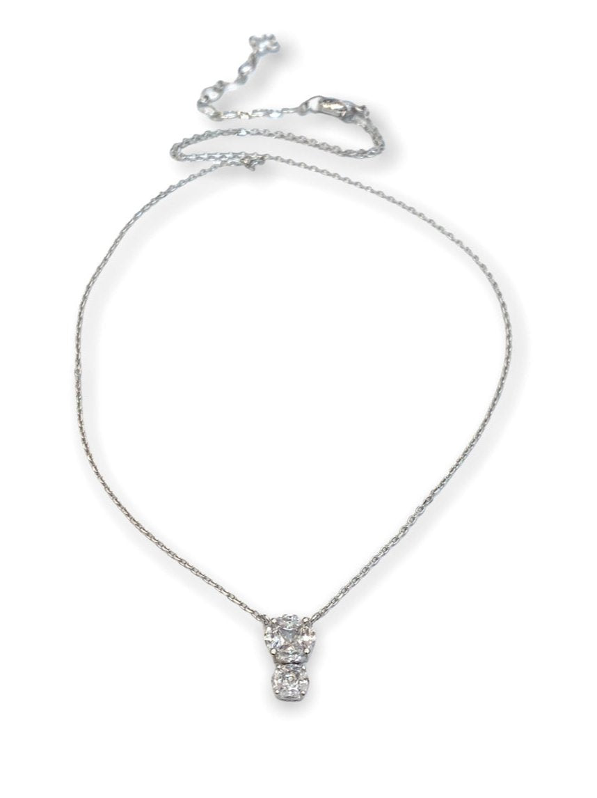 Lucia double drop necklace - White Gold