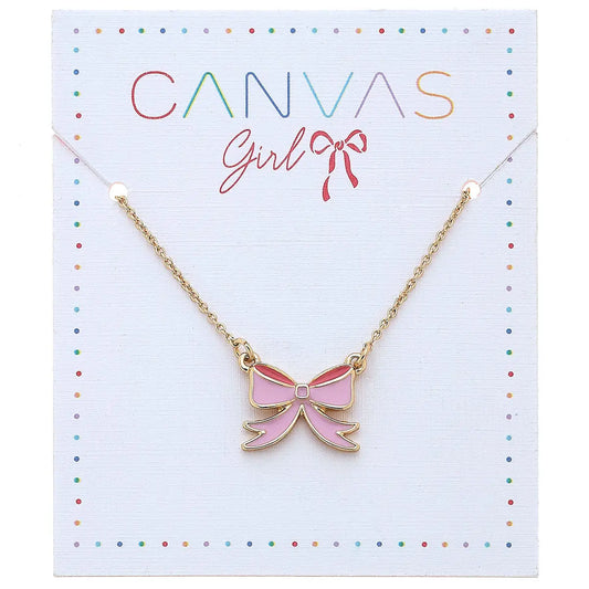 Zoey Bow Delicate Children's Necklace - Pink
