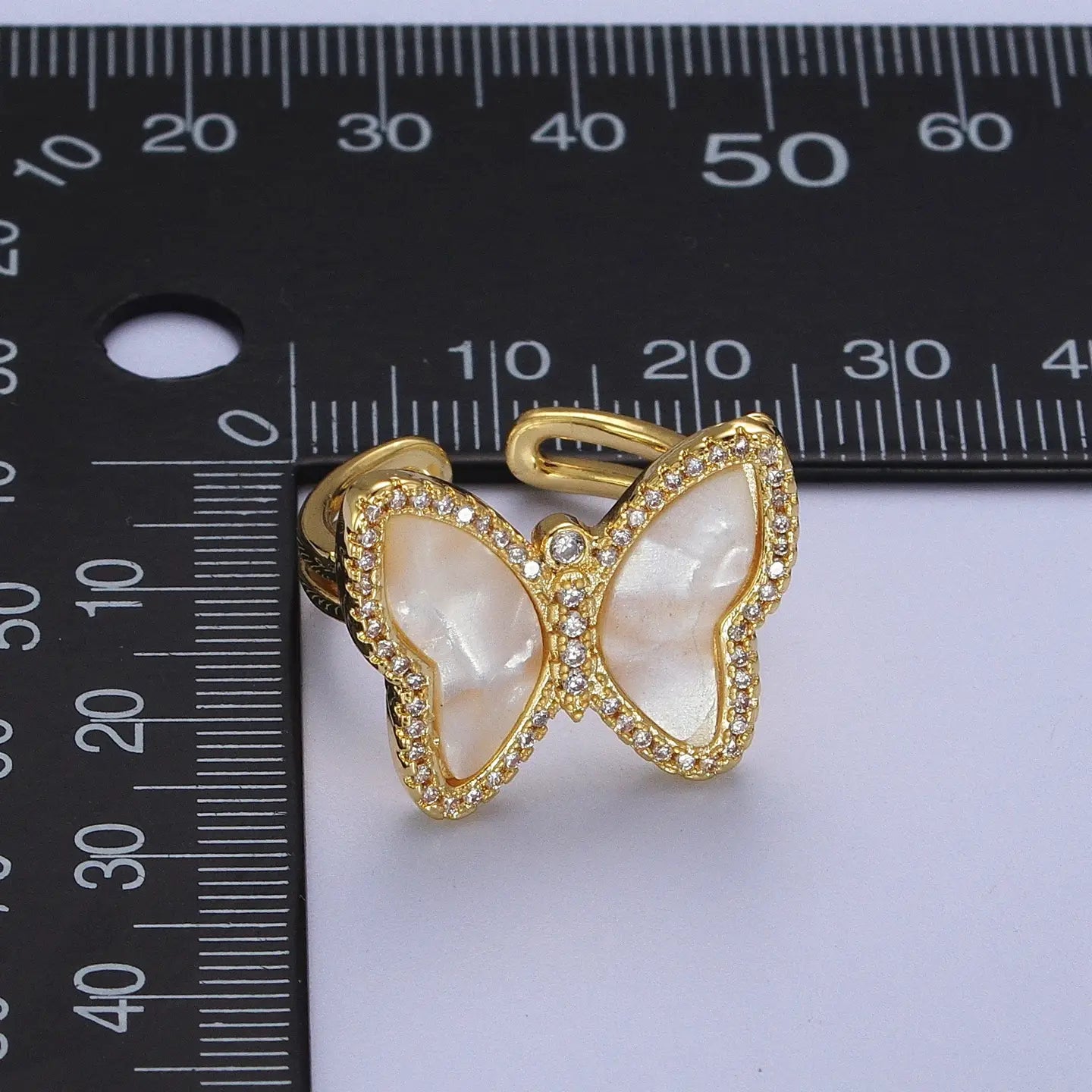 Dainty Micro Paved Mariposa Gold Minimalist Butterfly Ring