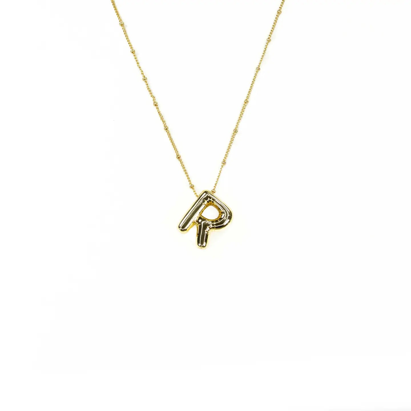 Initial Balloon Bubble 18K Gold Necklace - Smooth