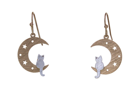 Cat & Moon Earrings