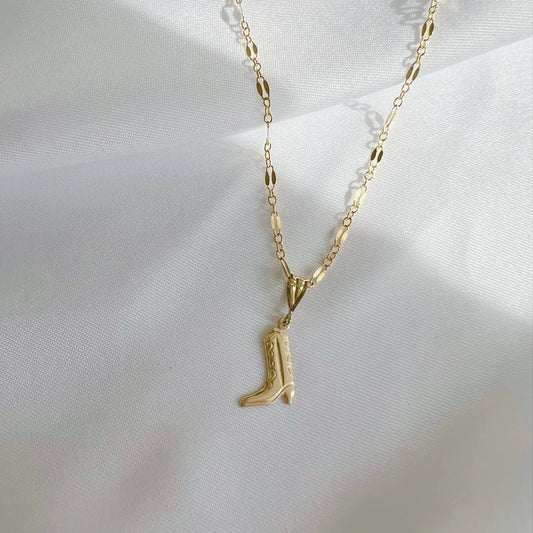 Howdy Cowboy Boot Necklace Gold Filled
