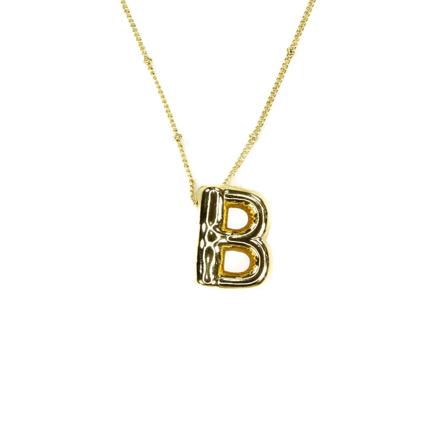 Initial Balloon Bubble 18K Gold Necklace - Smooth