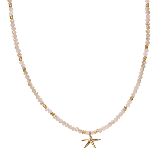 Crystal With Star Fish Necklace - Pink