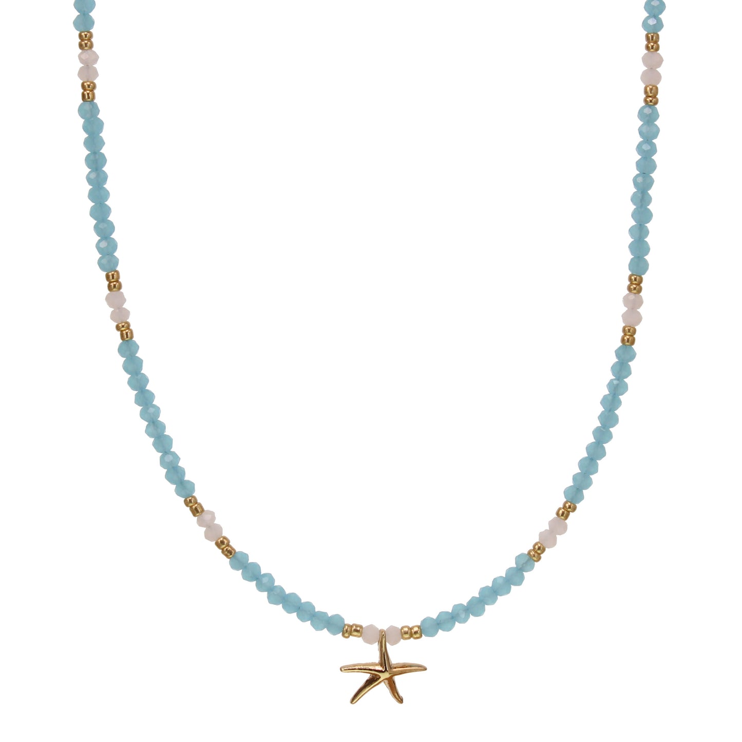Crystal With Star Fish Necklace - Blue