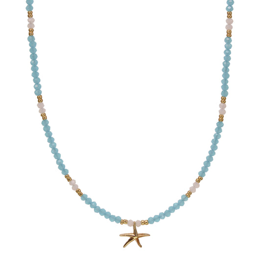 Crystal With Star Fish Necklace - Blue