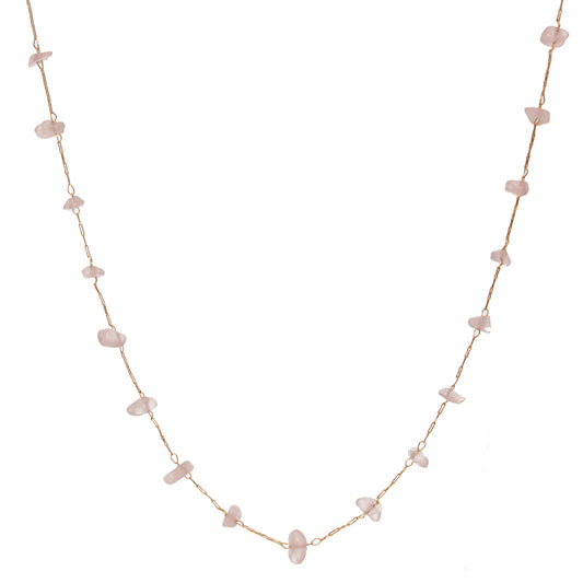 Semi Precious Chips Necklace - Pink