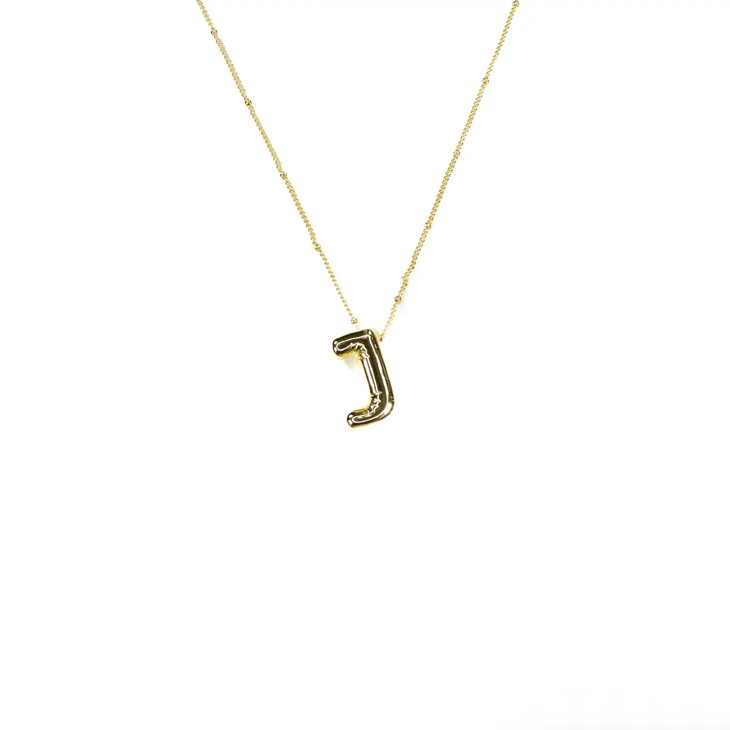 Initial Balloon Bubble 18K Gold Necklace - Smooth