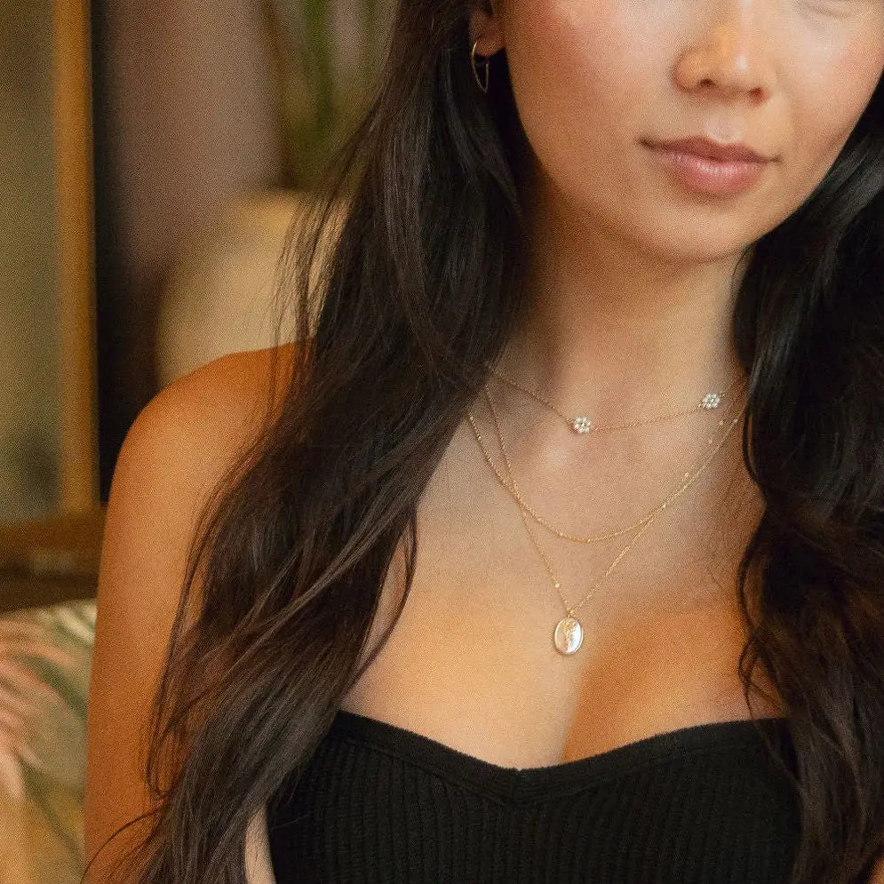 Multi-Daisy Pearl Necklace