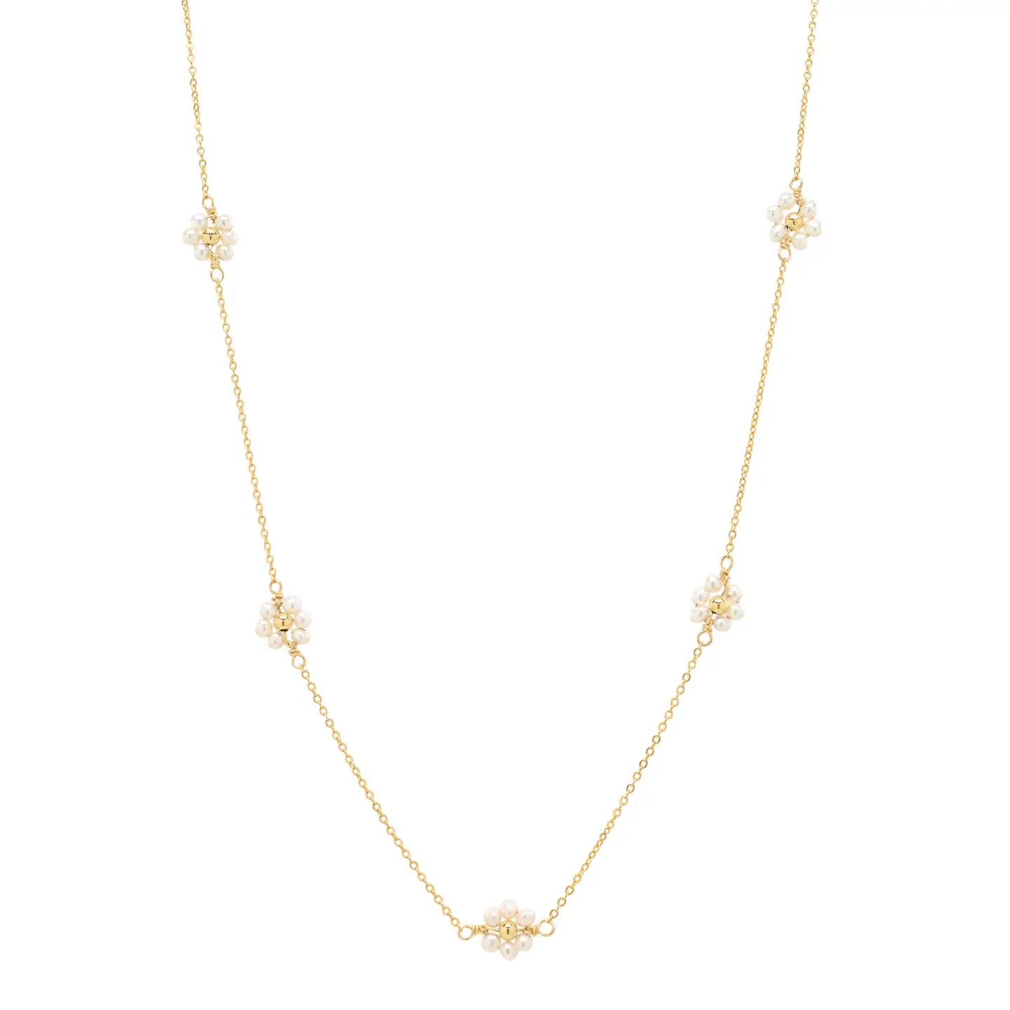 Multi-Daisy Pearl Necklace