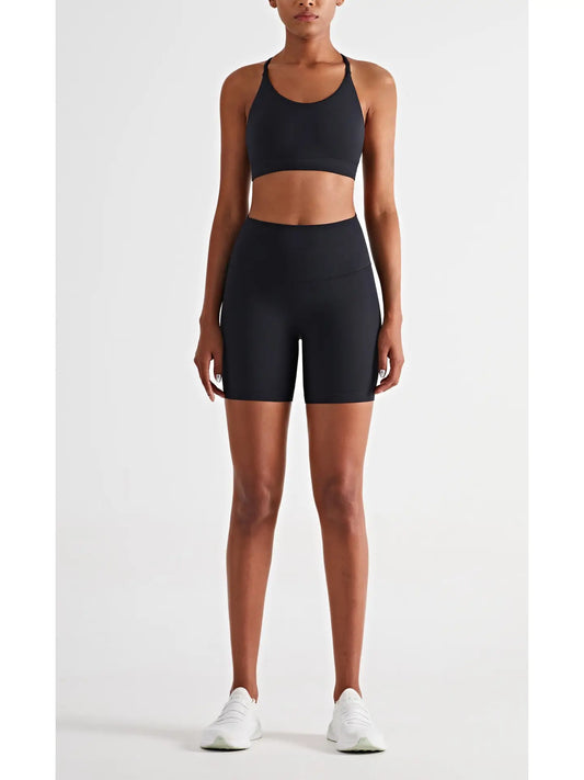 91 Luna High Waist Mid-Thigh Biker Short - Black