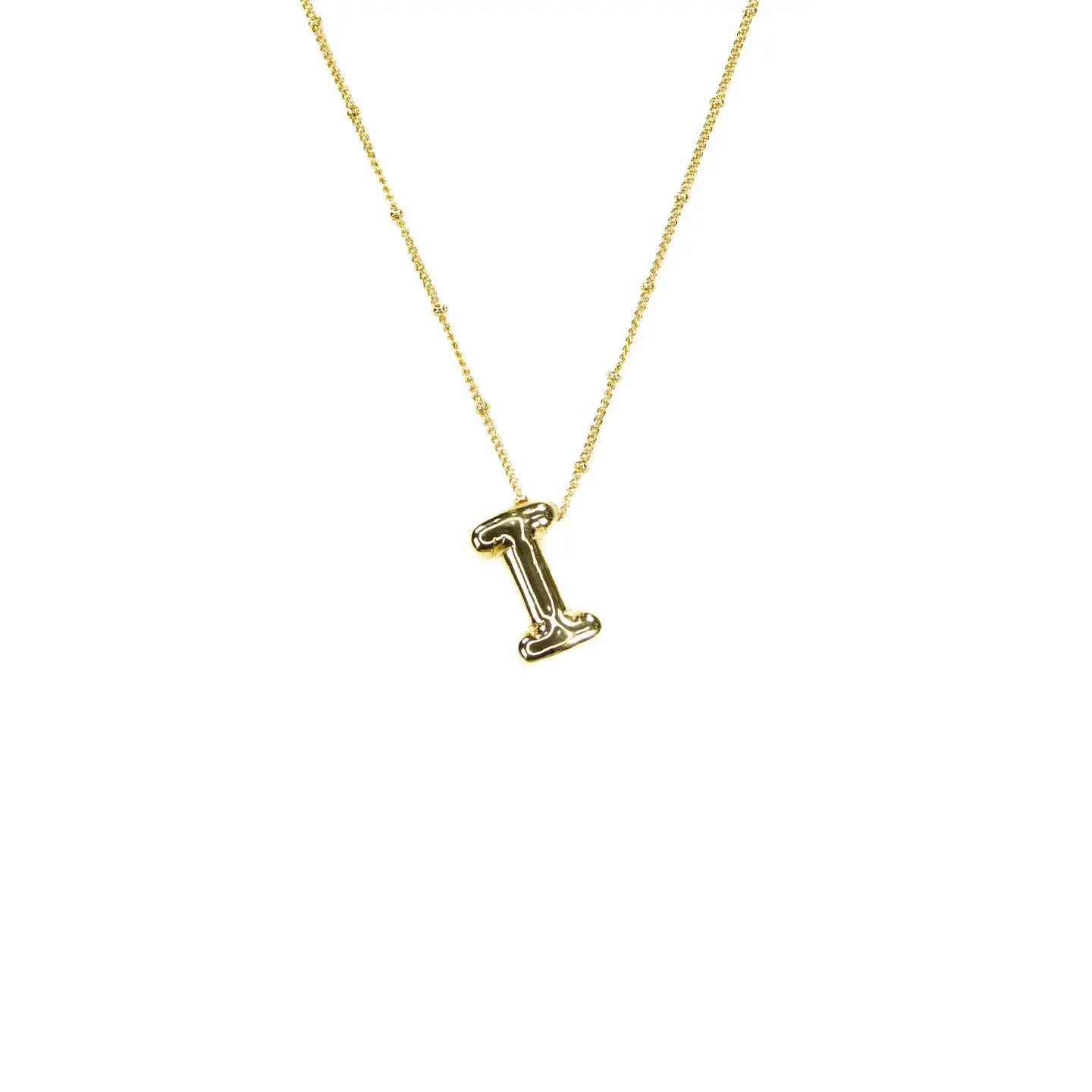 Initial Balloon Bubble 18K Gold Necklace - Smooth