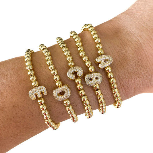 Initial Bubble Bracelet Gold Filled