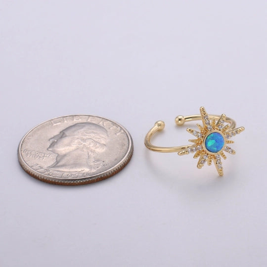 Dainty Blue Opal Ring - Gold