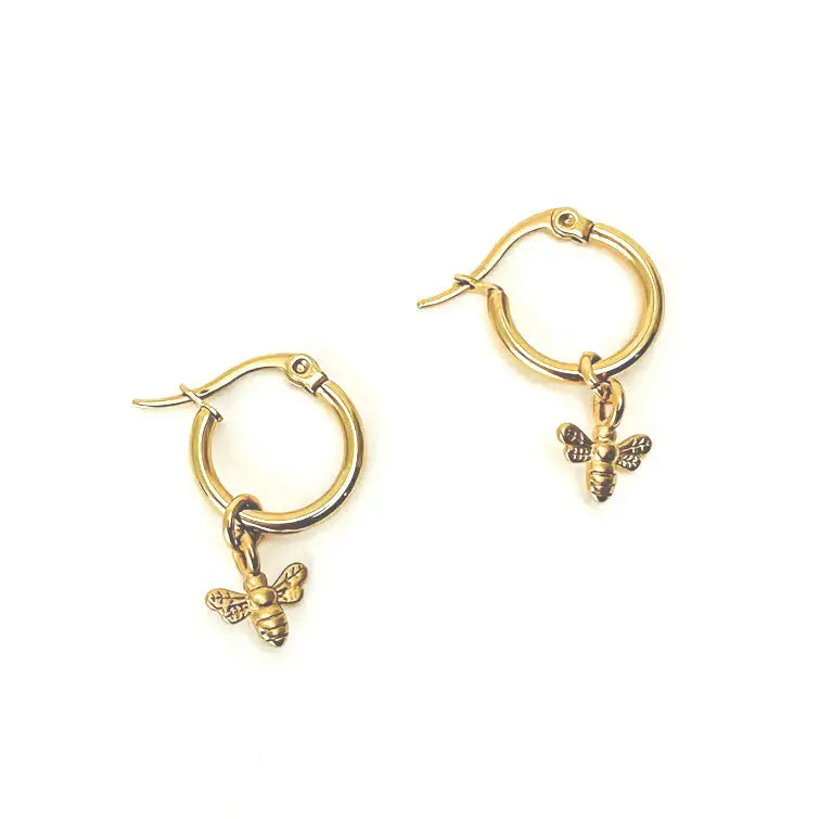 Bee Dangle Earrings - Gold