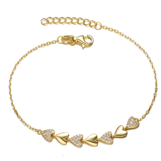 14k Heart Ajustable  Bracelet - Gold