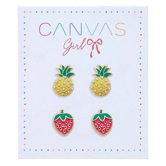 Madeleine Strawberry & Pineapple Children's Stud Earrings