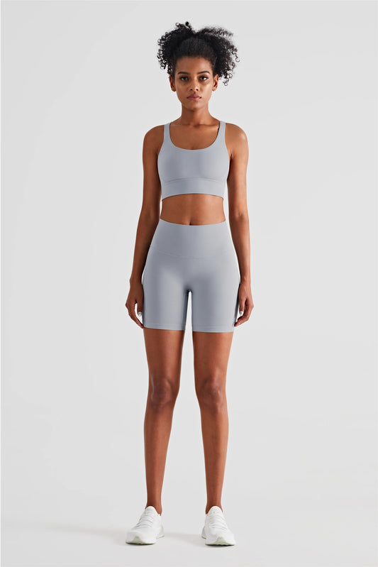 91 Luna High Waist Mid-Thigh Biker Short - Claud Gray (Copy)
