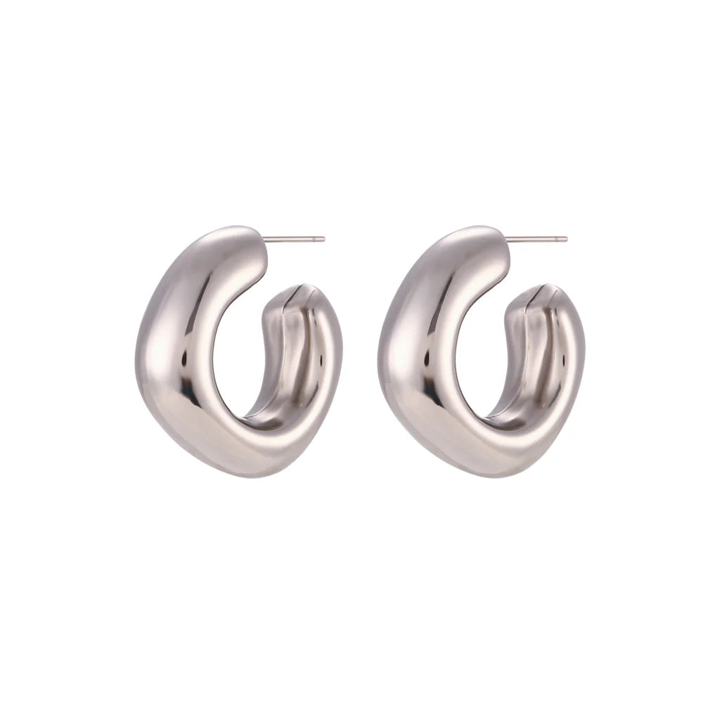 Bianca Gold Plated Stainless Steel Hoop Earrings - Silver