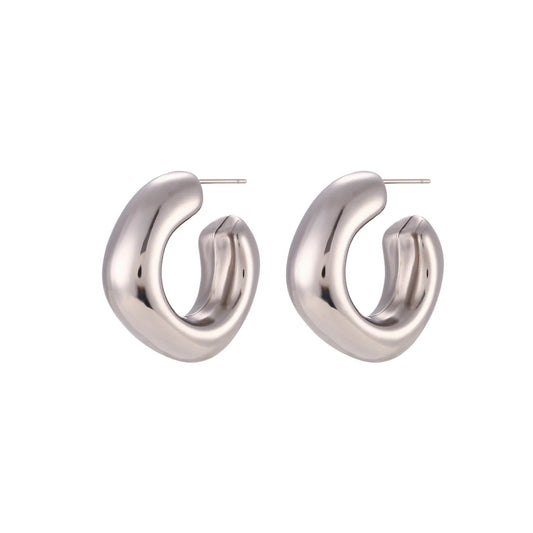 Bianca Gold Plated Stainless Steel Hoop Earrings - Silver