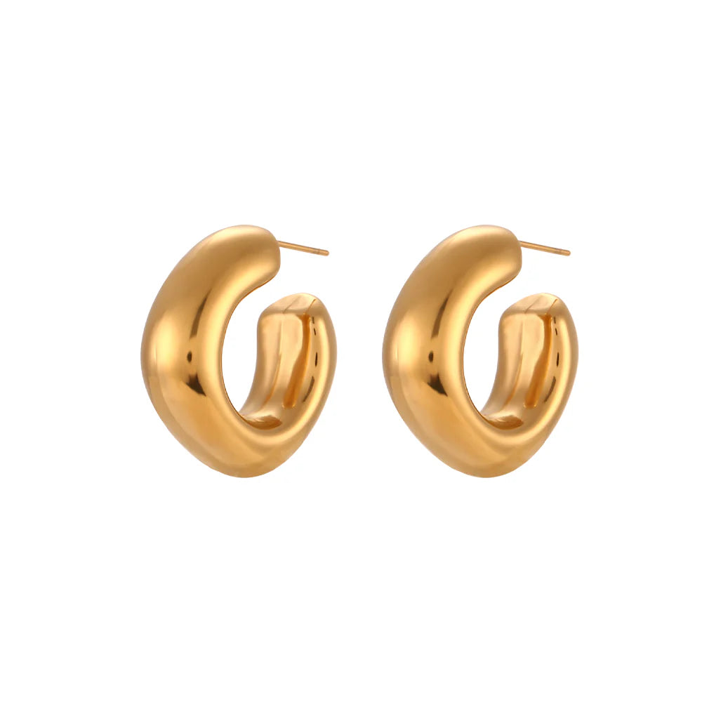 Bianca Gold Plated Stainless Steel Hoop Earrings - Gold