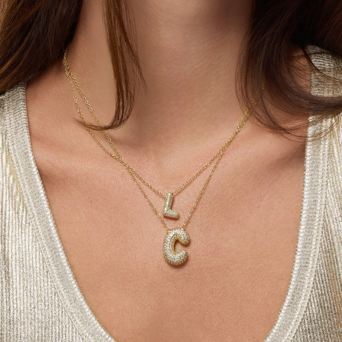 Initial Balloon Bubble Gold Necklace - Small
