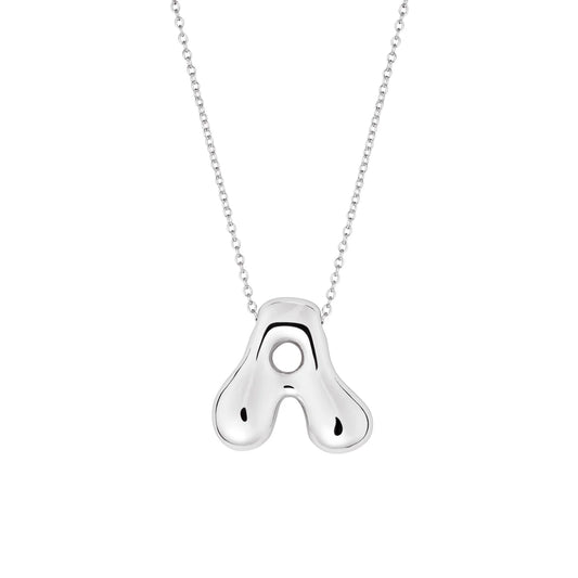 Bubble Initial Necklace - Silver