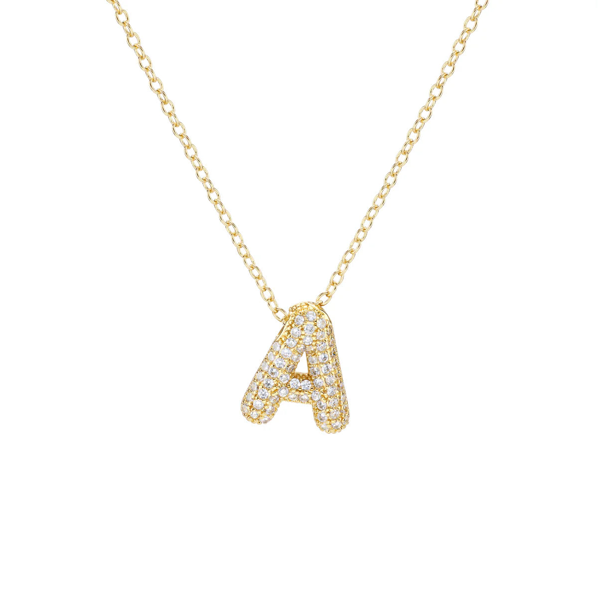 Initial Balloon Bubble Gold Necklace - Small