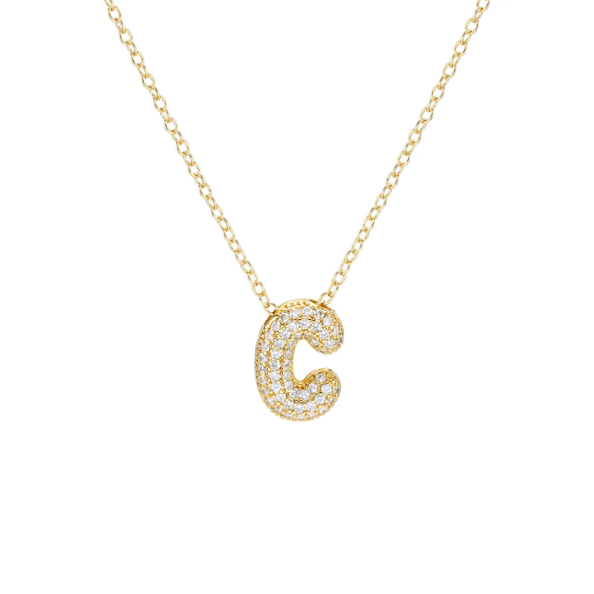Initial Balloon Bubble Gold Necklace - Small