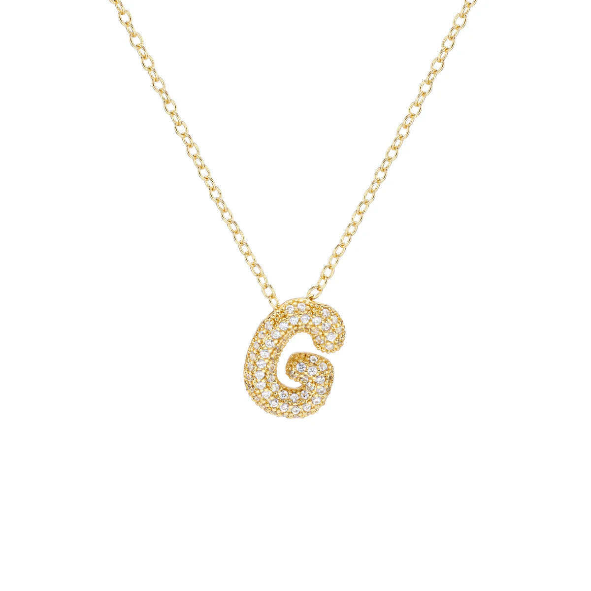 Initial Balloon Bubble Gold Necklace - Small