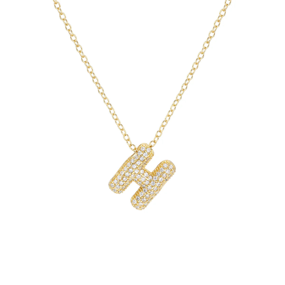 Initial Balloon Bubble Gold Necklace - Small
