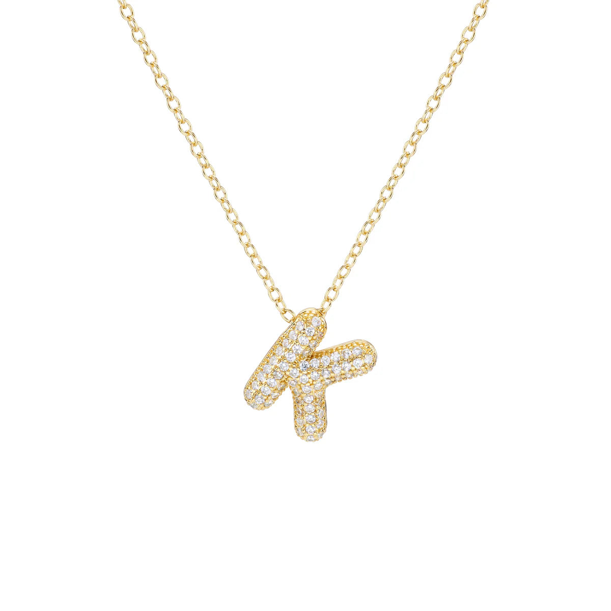 Initial Balloon Bubble Gold Necklace - Small