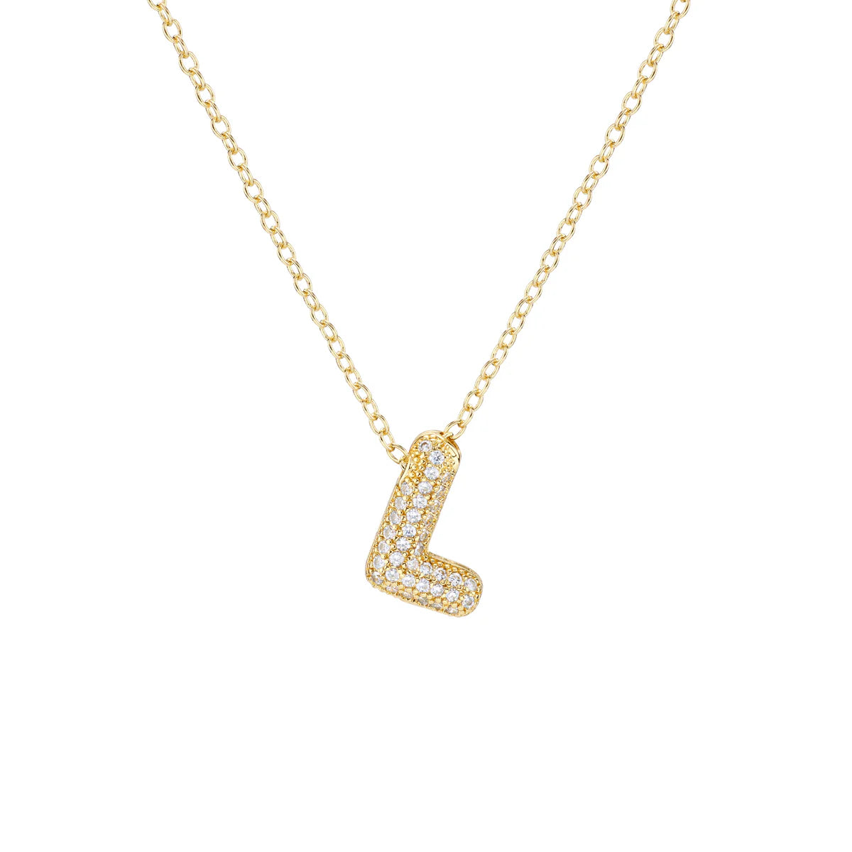 Initial Balloon Bubble Gold Necklace - Small