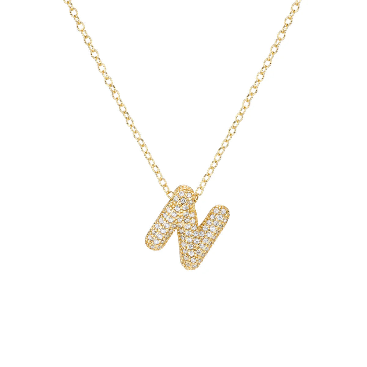 Initial Balloon Bubble Gold Necklace - Small