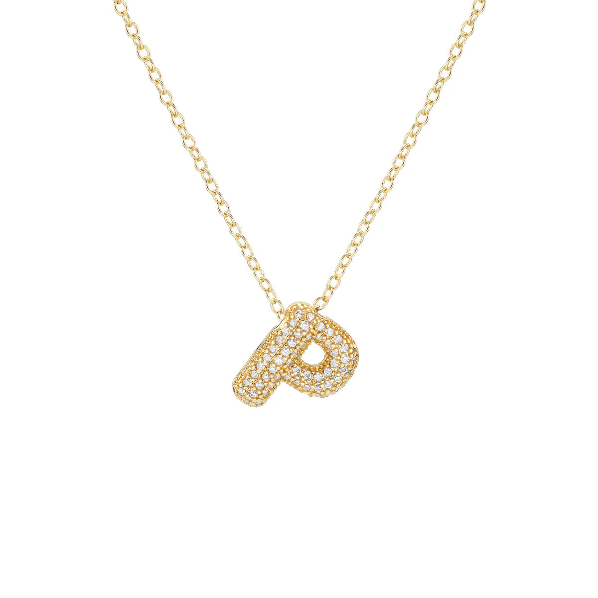 Initial Balloon Bubble Gold Necklace - Small