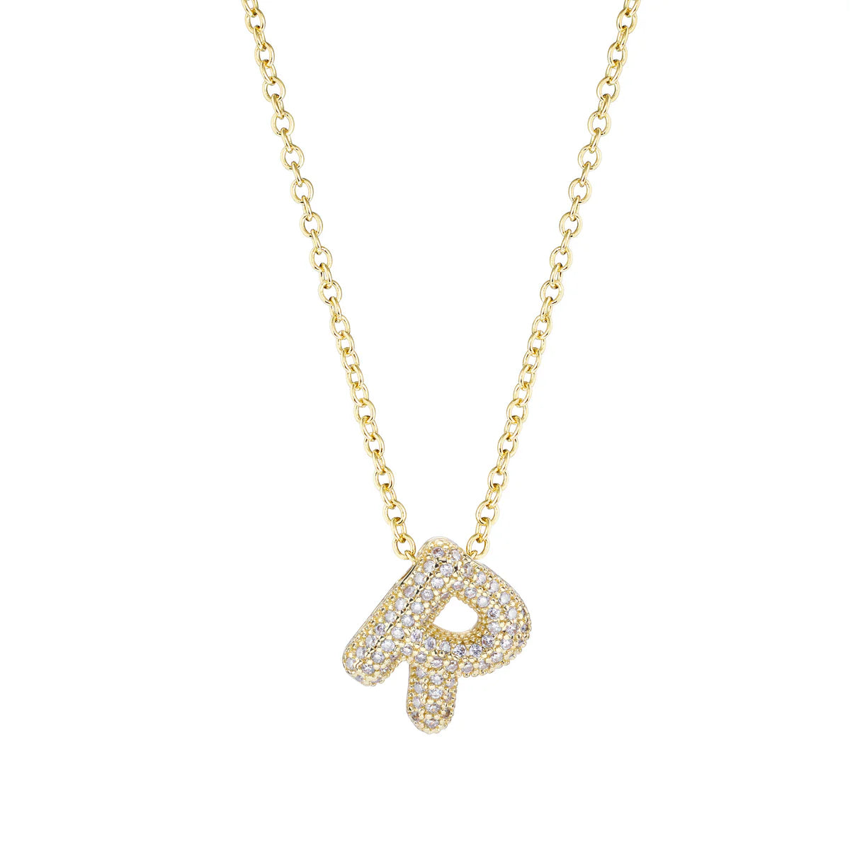 Initial Balloon Bubble Gold Necklace - Small