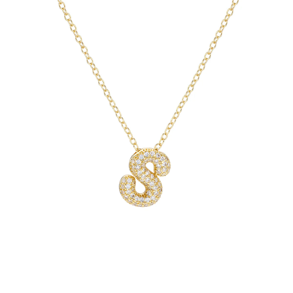 Initial Balloon Bubble Gold Necklace - Small