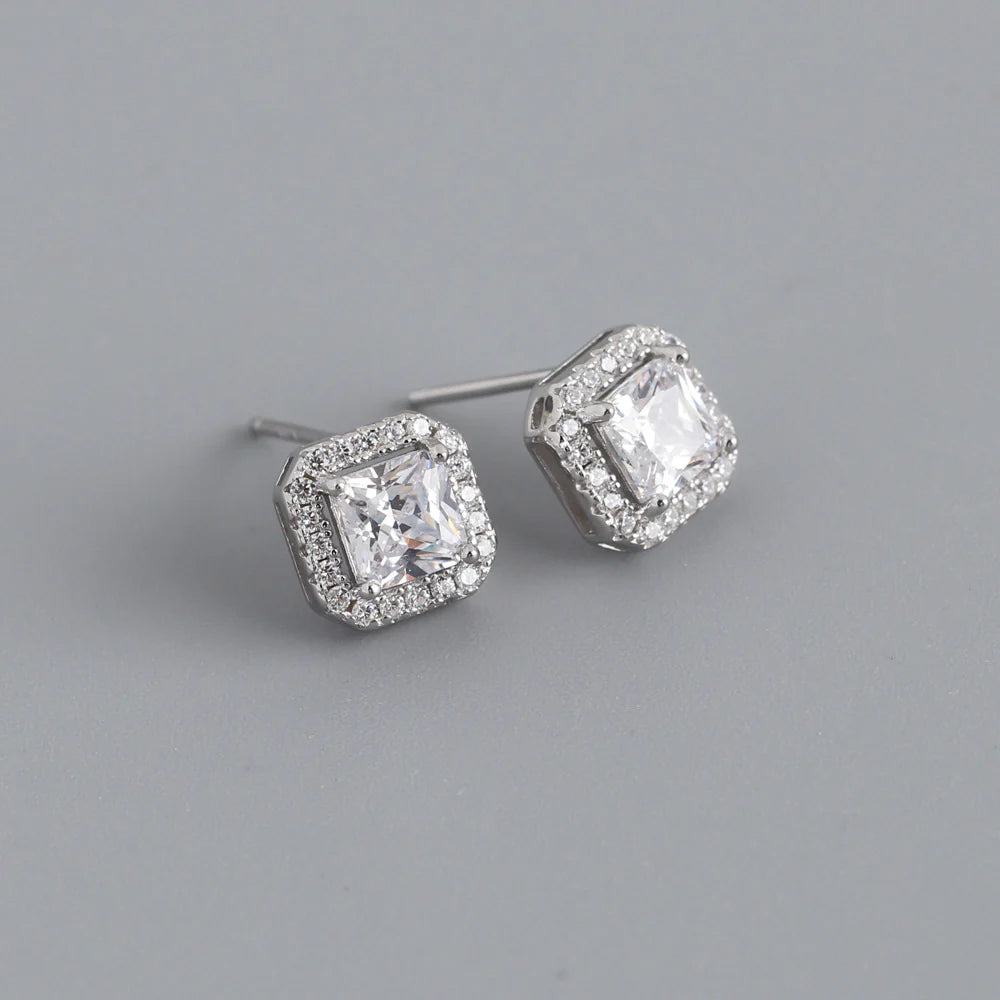 Silver Cubic Zirconia Studs