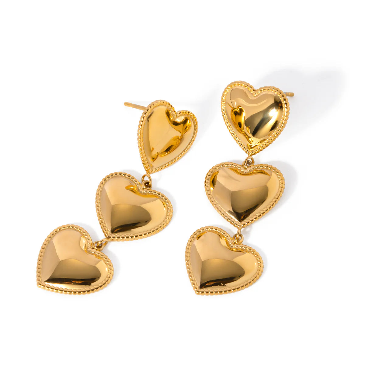 Triple Heart Earrings - Gold