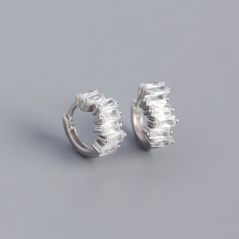 Silver White Gold Filled Huggie Hoops Earrings