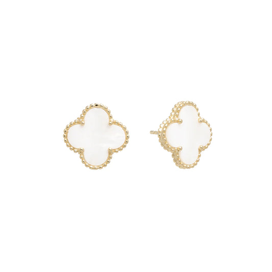 Clover Drop Earrings - White