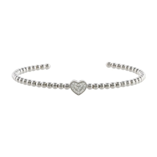 Beaded Heart Bracelet - Silver