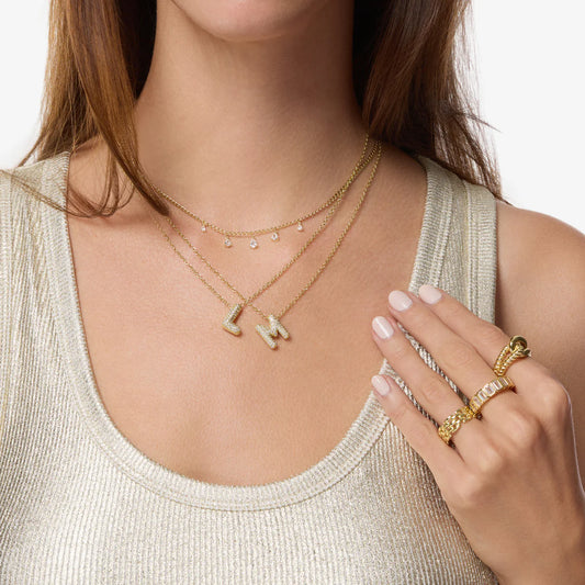 Initial Balloon Bubble Gold Necklace - Small