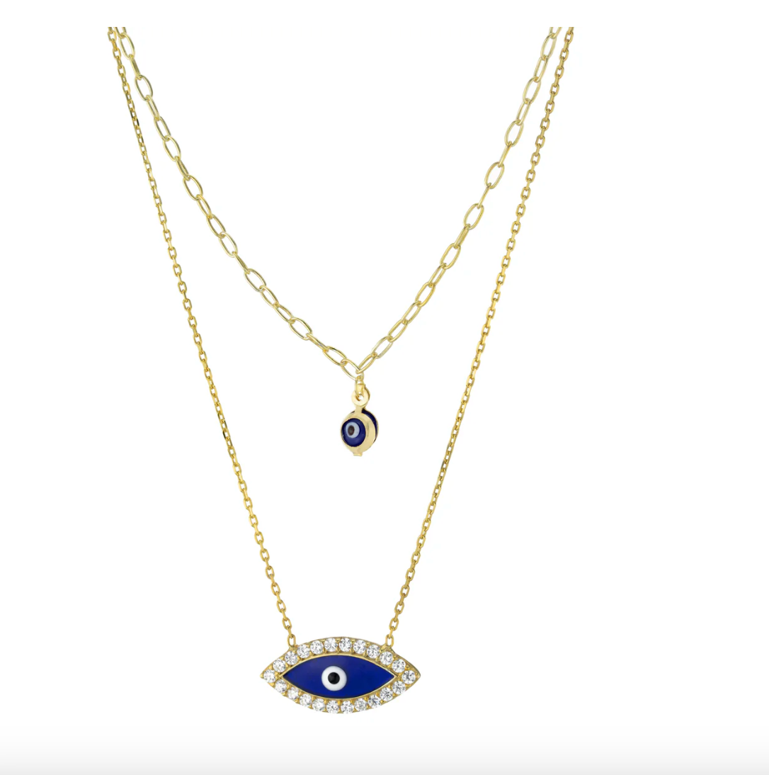 Multi Strand Guardian Eye Necklace - Gold