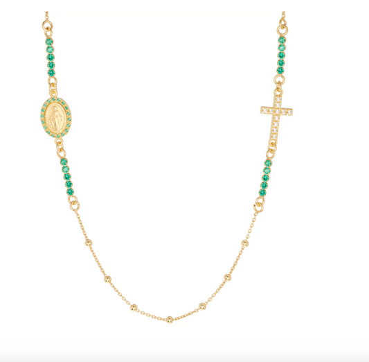 Cross Medal Necklace - Gold