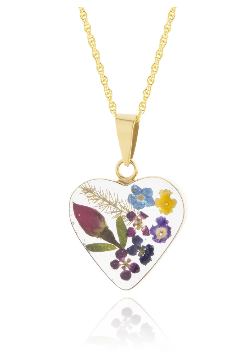Heart Flowers Necklace - Gold